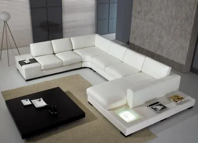 Produktbild von Weiß Wohnlandschaft Ecksofa Leder U Form