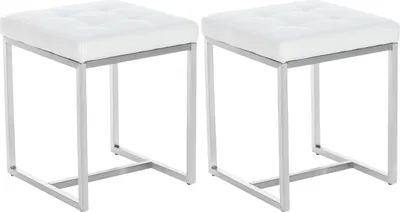 Produktbild von Barci Sitzhocker 2er Set, weiß, Kunstleder, Sitzhöhe 48 cm, 40x40x48 cm