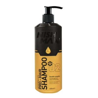 A bottle of Nishman Pro-Hair Shampoo is shown against a white background.