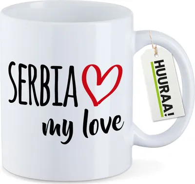 Produktbild von Huuraa Kaffeetasse Serbia my love 330ml Weiß Keramik Kaffeebecher Geschenkidee