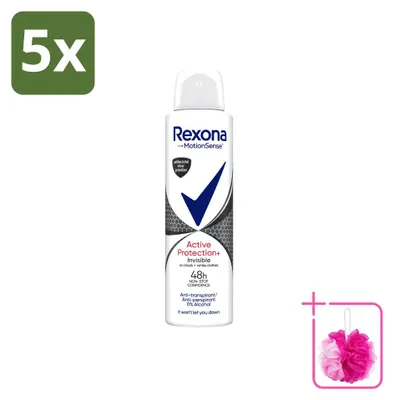 Obrázek produktu pro 5 kusů deodorantu Rexona Active Protection Invisible ve spreji - 150 ml - výhodná sada