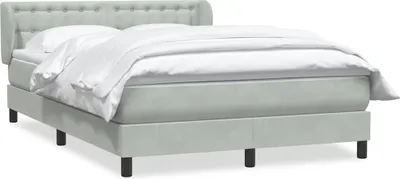 Produktbild von vidaXL Boxspringbett mit Matratze Hellgrau 160x220 cm Samt