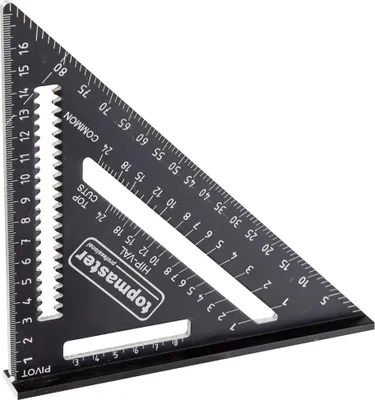 Immagine prodotto di Squadra da falegname professionale - utensili per la lavorazione del legno di alta qualità, squadra per carpentiere, squadra metrica professionale, 7" 178mm - squadra per misurazioni rapide, nera, Topmaster