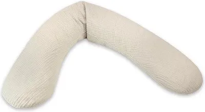 Obrázek produktu pro Potah na těhotenský polštář XXL – mušelín – 190 cm – pískově béžový