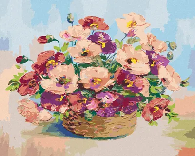 Produktbild von Zuty - Malen nach Zahlen - WEIDENKORB MIT MOHNBLUMEN, 40x50 cm, ohne Keilrahmen