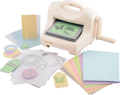 Imagen del producto de Silecomplaza Cut Easy + A5, máquina de corte y estampado de gran tamaño, kit de inicio. Incluye cartulina, troqueles y láminas de estampado. Ideal para manualidades, corte y estampado, perfecto para la creación de tarjetas y álbumes de recuerdos
