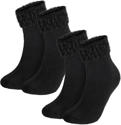 Produktbild von BRUBAKER 2-pack teplé dámské ponožky - Vánoční ponožky - Pohodlné silné ponožky do postele - s třpytkami - Zimní dárek pro ženu k Vánocům