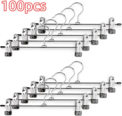 Produktbild von 100 Stück Kleiderbügel Clip,Klammerbügel Metall,Anti-Rutsch Hosenbügel Metall Kleiderbügel Rockbügel