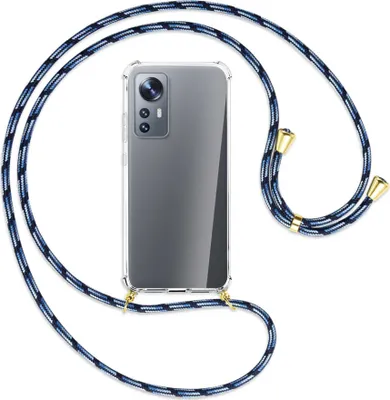 Produktbild von Handykette Backcover-Schutzhülle mit Band (Metall goldfarben) für Xiaomi 12 - Blautöne