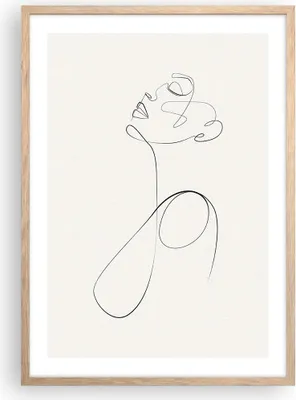 Produktbild von Gerahmtes Poster - Rahmen in heller Eiche - Linie Linie Frau - 50x70 cm - Wand Bild - Wanddeko - Wandbilder - Kunstposter - Wandposter - Bilderrahmen - Bilder - Kunstdruck - P2NPA50x70-5112