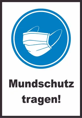 Produktbild von Mundschutz tragen Schild A0 Rückseite selbstklebend