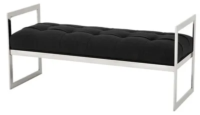 Produktbild von Casa Padrino Luxus Sitzbank Schwarz 129 x 50 x H. 58 cm - Luxus Kollektion