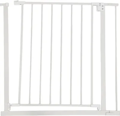 Image de Barrière de sécurité pour escalier Relaxdays, 82–87 cm, sans perçage, pour bébés et jeunes enfants, pour escaliers et portes, barrière de sécurité à fixation par serrage, blanche
