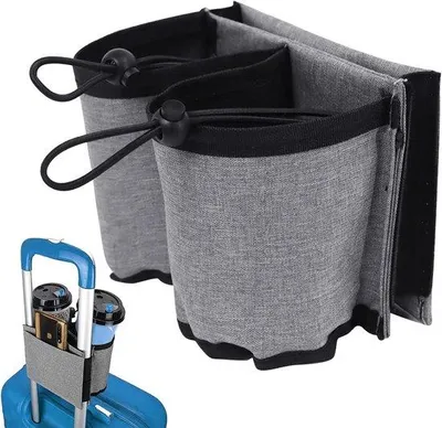 Zdjęcie produktu dla Torba podróżna – 3 przegródki – torba do picia bez użycia rąk, idealna do napojów i kawy – akcesoria podróżne – z uchwytem – szara