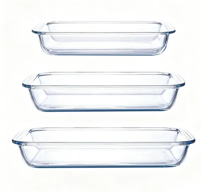 Immagine prodotto di Set di 3 teglie da forno in vetro borosilicato – adatte per forno e microonde