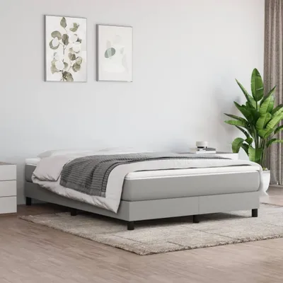 Image de The Living Store Sommier tapissier gris clair 140x190 cm tissu