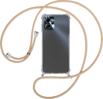 Produktbild von Handykette Backcover-Schutzhülle mit Band (Metall silberfarben) für Motorola Moto G13, Moto G23 (6.5'') - beige