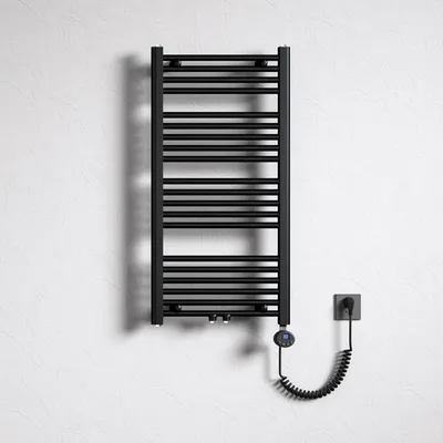 Produktbild von Mai & Mai Badheizkörper Elektrisch 50x100 cm matt Anthrazit, Handtuchwärmer für Strom, Seitenanschluss, Röhrenheizkörper Badheizung mit Heizstab 600W