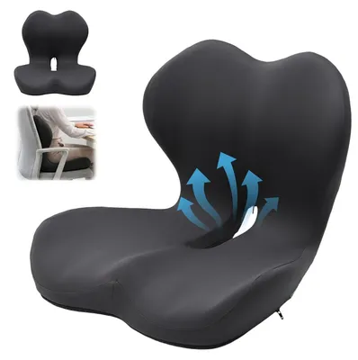 Productafbeelding van Ergonomisch orthopedisch zitkussen met traagschuim - L-vormig, geschikt voor bureaustoel en auto