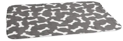 Productafbeelding van Karlie Fleece deken met botmotief - Hondenbed - Fleece - Grijs - 100x70 cm