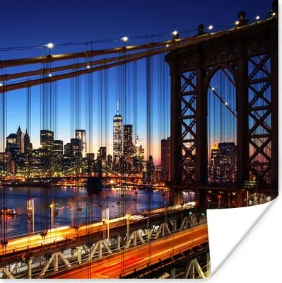 Produktbild von MuchoWow® Poster Brücke - Nacht - Architektur - USA 75x75 cm - Wand Dekoration
