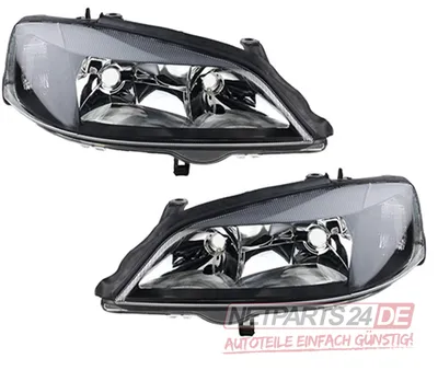 Obrázok produktu pre Johns, halogénové svetlomety vhodné pre Opel Astra G rám 98-04 čierna sada L R. H7HB3
