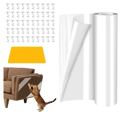 Produktbild von Kratzschutz für Sofa und Möbel, 5,0 m x 40 cm transparente Kratzfolie, selbstklebend für Katzen