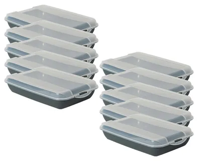 Produktbild von Novaliv 10er-Set Anthrazit Premium Aufschnittbox mit Transparentem Deckel, Frischhaltedosen für Wurst & Käse Maße 25x17x5 cm Kühlschrank Organizer Knäckebrotbox Wohnung must-have Küchen Gadgets