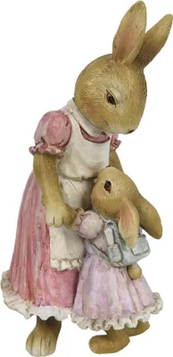 Produktbild von Clayre & Eef Figur Kaninchen 9x8x17 cm Braun Rosa Kunststoff