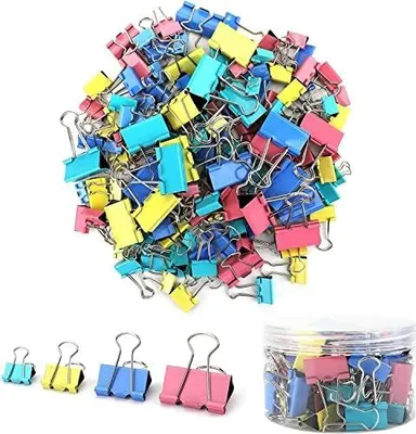 Produktbild von WUWEOT 272 Stück Foldback Klammern Bunt 15/19/25/32 mm - Binder Clips, Dokumentenklammern, Metall Clips Set, Vielzweckklammern, Papierklammern, Zettelclips Sortiert für Büro, Schule, Zuhause