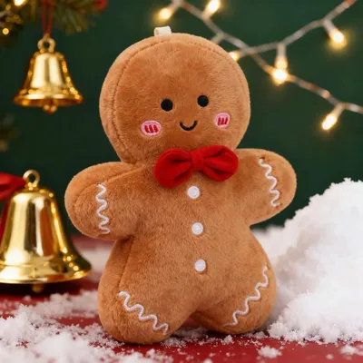 Produktbild von Lebkuchenmann Plüschtier 17cm Weihnachten Kuscheltier Baumschmuck Anhänger Weihnachtsgeschenk Kinder