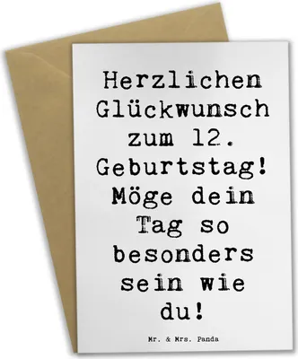 Produktbild von Mr. & Mrs. Panda Glückwunschkarte Spruch 12. Geburtstag - Weiß - Geschenk, weihnachtskarten, besondere Wünsche, Geburtstagssprüche, hochzeitskarten, Happy Birthday, Alter
