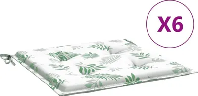 Obrázek produktu pro vidaXL Polštář na židli 6 ks. Látka se vzorem listů 40x40x4 cm