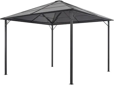 Produktbild von Gartenpavillon mit Dach, Pavillon, Pergola, Wasserdicht, Garten Pavillion, Grillpavillon, Partyzelt, überdachung Terrasse, Anstellpavillon, Pool Pavillon, Aluminium 3×3 m Schwarz