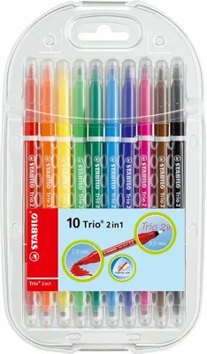 Produktbild von Fasermaler und Fineliner in einem Trio 2 in 1 Etui Swano sortiert Packung mit 12 Stück