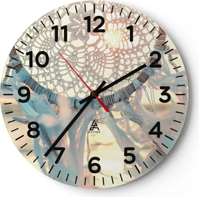 Produktbild von Wanduhr - Rund - Glasuhr - Boho Ornament Anhänger - 40x40cm - Schleichendes Uhrwerk - Lautlos - zum Aufhängen bereit - Dekoration Modern - Wanddekoration aus Glas - C4AR40x40-4554