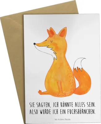 Produktbild von Mr. & Mrs. Panda Glückwunschkarte Einhorn Wunsch - Weiß - Geschenk, weihnachtskarten, einladungskarten, dankeskarten, genesungskarte, Fuchs, Unicorn, osterkarte, Füchse