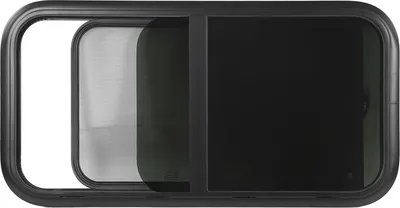 Image de 1000 x 500 mm fenêtres coulissantes arrondies, cadre en alliage d'aluminium noir, résistant aux UV, avec moustiquaire pour caravane, camping-car, remorque, camping-car, épaisseur de paroi 26-31 mm