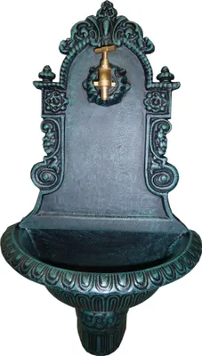 Produktbild von Wandbrunnen Akte Paris Aluminium Speziallackiert 74cm Höhe 42 cm Breite 22cm Tiefe mit 1/2" Hahn.