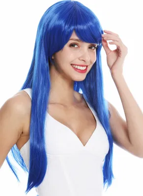 Produktbild von WIG ME UP Perücke Pony lang glatt blau YZF-41062-T2512