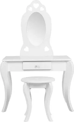 Image de Coiffeuse coeurs - coiffeuse maquillage - avec tabouret - blanc
