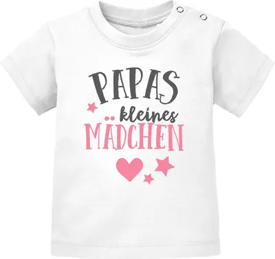 Produktbild von Baby T-Shirt kurzarm Babyshirt Papas kleines Mädchen Baumwolle Shirt Moonworks® weiß 56/62 (1-3 Monate)
