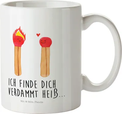Produktbild von Mr. & Mrs. Panda Mehrwegbecher Streichhölzer - Weiß - Geschenk, Liebesgeschenk, Plastikbecher, Kindertasse, Henkelbecher, Liebesbeweis, Camping Tasse, Freundin, Pott