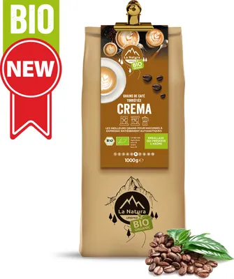 Produktbild von Crema mild Kaffeebohnen 1000g | La Natura Lifestyle| Langzeitröstung | ganze Bohne