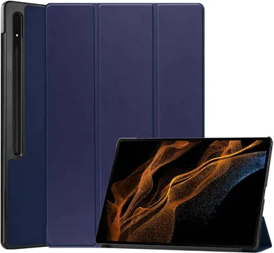 Produktbild von Für Samsung Galaxy Tab S8 Ultra 3folt Wake UP Smart Cover Blau Tablet Tasche Neu