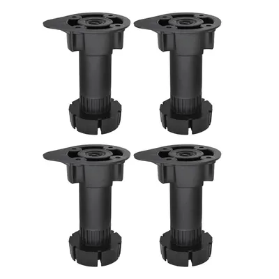 Image de 4x Pieds réglables 95-165 mm Pied de meuble plastique stable noir pour meubles