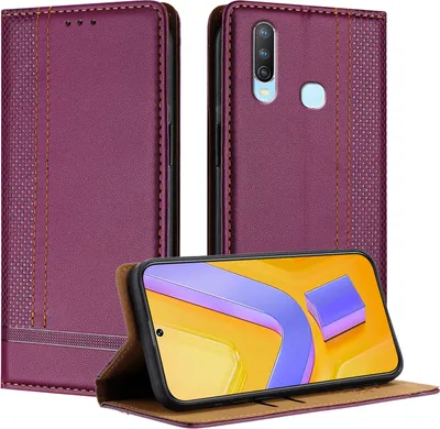 Produktbild von Handyhülle für Vivo Y17 Leder Flip Klappbare Schutzhülle mit Standfunktion Lila