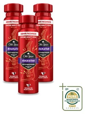 Zdjęcie produktu dla 3 sztuki dezodorantu w sprayu Old Spice Rockstar, pojemność 150 ml - zestaw ekonomiczny