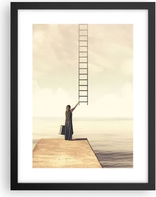 Produktbild von Gerahmtes Poster - Schwarzer Rahmen - Symbol Frau Leiter - 30x40 cm - Wand Bild - Wanddeko - Wandbilder - Kunstposter - Wandposter - Bilderrahmen - Bilder - Kunstdruck - Wandbild - P2BPA30x40-4339