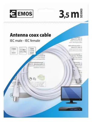 Image de Emos antenne coaxiale câble blindé 3,5m - fourche droite